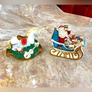 2 Kurt Adler music boxes hand painted ceramic Christmas
